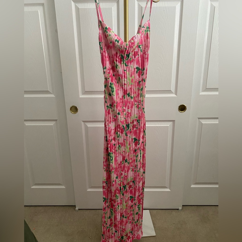 Pink and Green Pleated Top - Size M